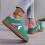 Suede Lace-Up Flat Loafers Comfortable Green Size 38 6