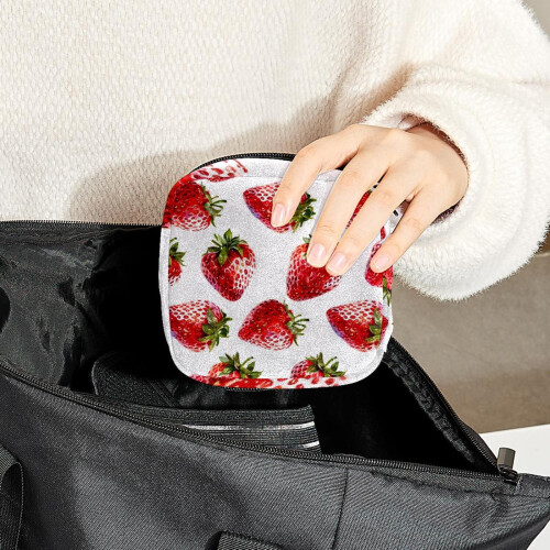 Sanitary Napkin Storage Bag Red Strawberries Design Large 2