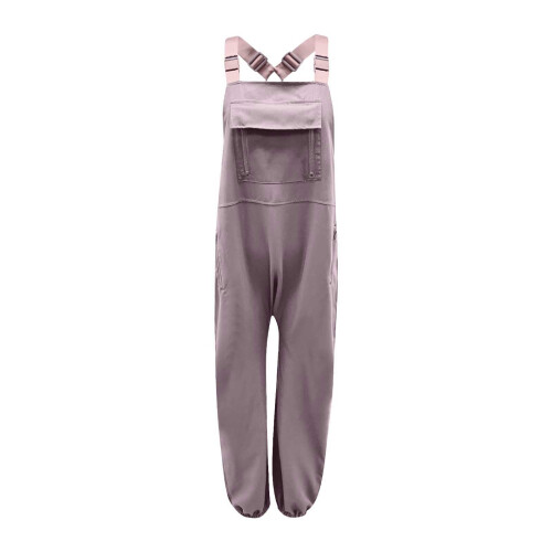 Women's Solid Work Overalls with Pockets, Casual Jumpsuit 2