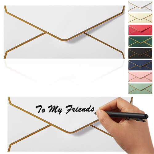 Business Envelopes V-Flap Gold Border Standard Size 1