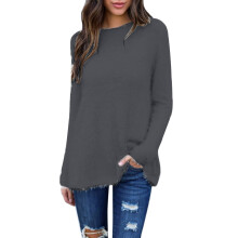 Women's Crew Neck Sweater Gray Size 2XL