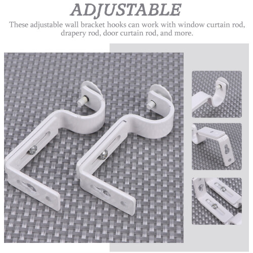Curtain Rod Bracket No-Drill White 2 Pairs 1