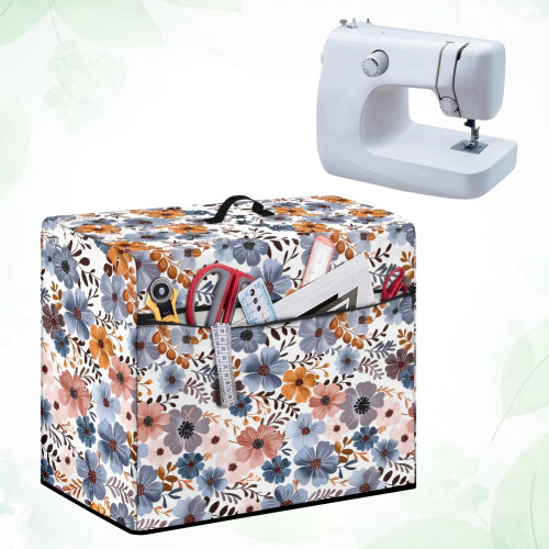 Hibiscus Flower Sewing Machine Dust Cover with Pocket 2