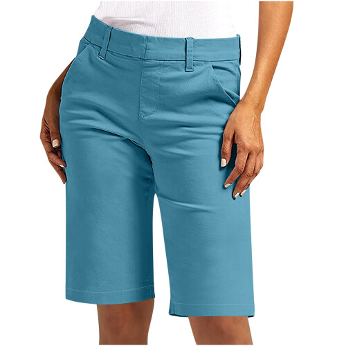 Women's Solid Elastic Twill Waist Hiking Shorts 1 Pair 1