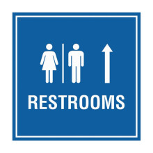 Square Up Arrow Restroom Sign 8 inch x 8 inch