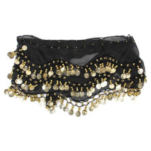 Belly Skirt Hip Scarf Black with 128 Coins