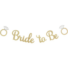 Bride to Be Banner Pre-Strung Gold Glitter Paper