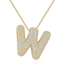 Bubble Letter Necklace 18K Gold Plated Initial Pendant
