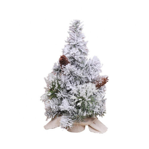 16 inch Pre-lit Flocked Mini Christmas Tree 1