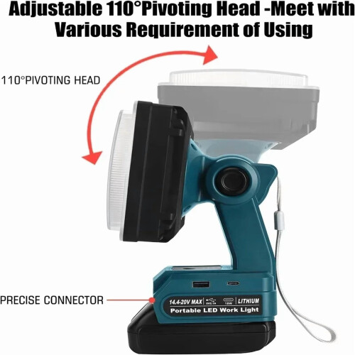 50W LED Portable Work Light for 18V Battery Tools 2