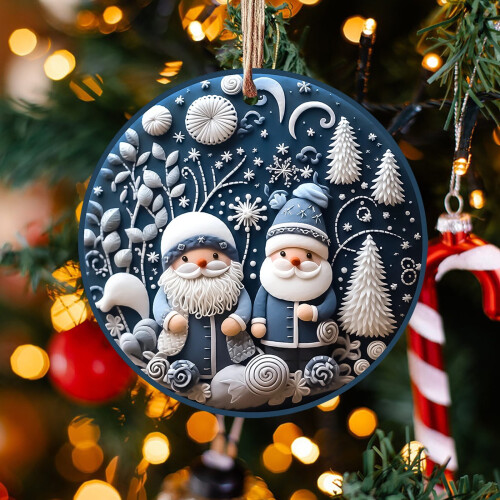 White and Blue Acrylic Christmas Ornaments Snowman Tree 2