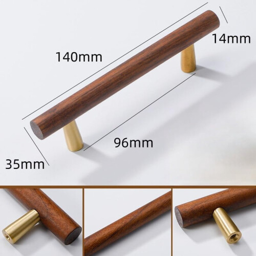 Walnut Wood Cabinet Handle Copper Foot 2 pcs 320 mm 1