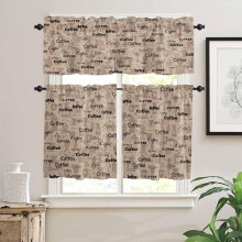 Brown Coffee Kitchen Curtains and Valances Set Rustic