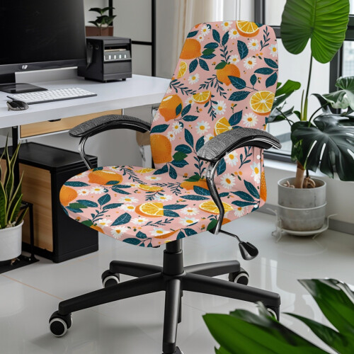 Housse extensible pour chaise pivotante Orange Marguerite S 1