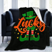 Leprechaun Throw Blanket Soft Flannel 80x60 Inch Green