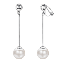 Ivory Pearl Clip-on Earrings White Gold Plated Drop Jewelry