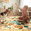 Floral Area Rug 4x6 ft Machine Washable Non-Slip Boho Ivory 6