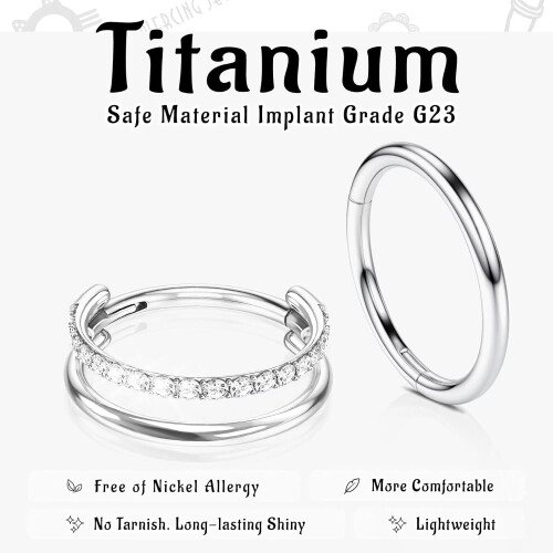 G23 Titanium Conch Piercing Set 16G 8/10/12mm 1