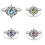 925 Silver Lotus Flower Ring with Pear Zircon Crystal Size 3