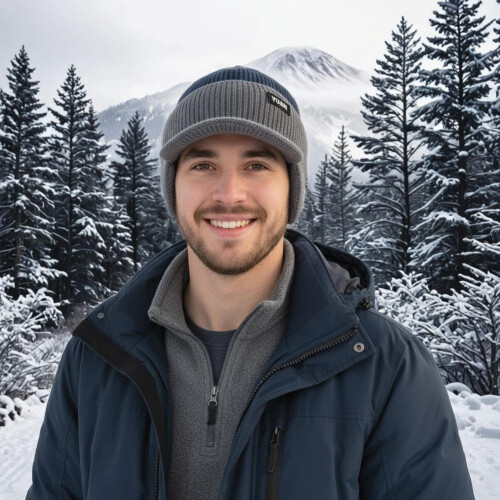 Dual-Tone Knit Baseball Cap Outdoor Warm Windproof 1