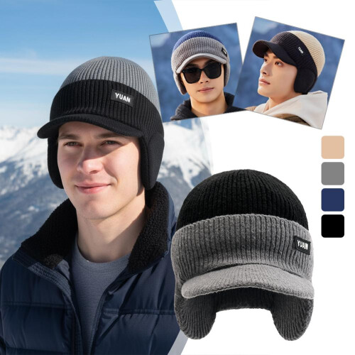 Dual-Tone Knit Baseball Cap Outdoor Warm Windproof 2