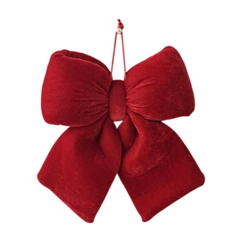 AuroraX Christmas Tree Ornaments Flocked Red Big Bow 12pcs 1