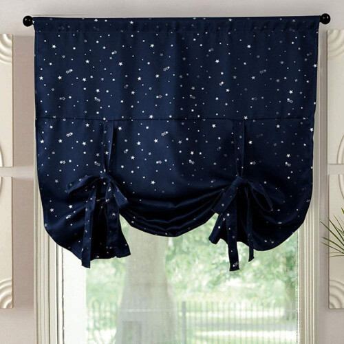 Blackout Tie-Up Shade Curtains Star Pattern Thermal
