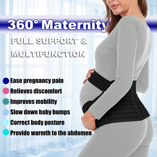 PUMIER Maternity Belt Black L 39.5-51.3 in 1