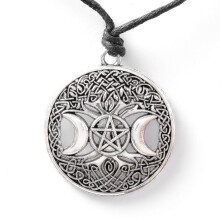 Moon Goddess Tree Pentagram Necklace Wiccan Pagan Jewelry
