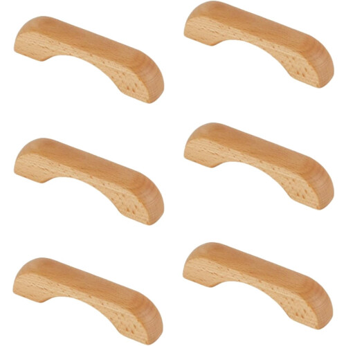 Wooden Cabinet Knobs Solid Wood 6 pcs 96 mm