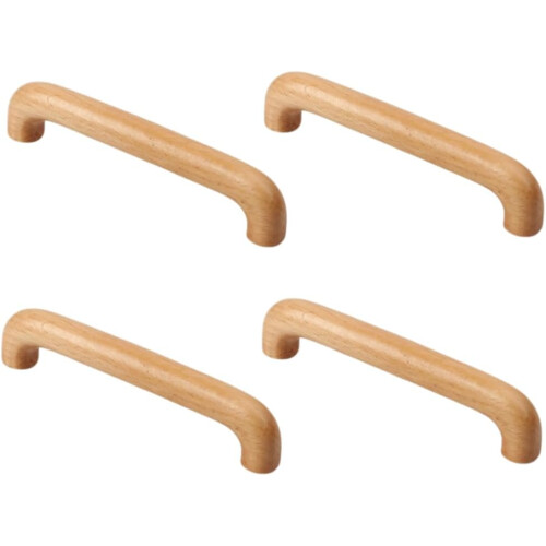 Wooden Cabinet Knobs Beech Wood 4 Pcs Mushroom Style