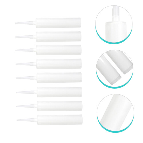 White Plastic Caulking Tubes Refillable Sealant 8 Pcs 2