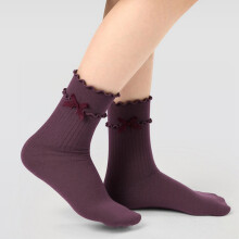 Girls Knee High Socks with Bow and Lace 1 Pair
