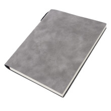 A5 Leather Notebook with Pen Holder Light Grey