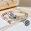925 Silver Retro Open Feather Bracelet Bangle 2