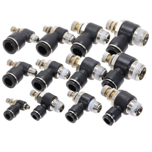Black Push-in Elbow Fitting for Pneumatic Tube, M5 / 1/8 / 1