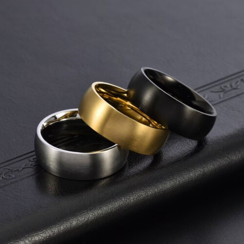 Stainless Steel Arc Ring Gold 8mm Size 7 2