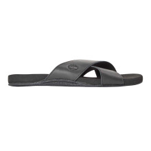 (6.5 UK, Jet Black) Timberland Mens Seaton Bay Cross Strap Leather Slides