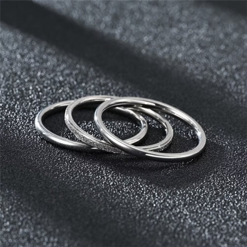 Women's Stainless Steel Stacking Ring Set Silver Size 12 1