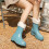 Women's Short Wide Rain Boots Punk Style Cotton-Lined 5