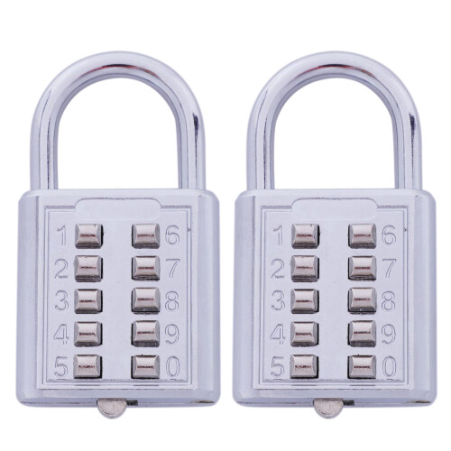 Anti-Theft Button Padlock Zinc Alloy 2-Pack Silver 1