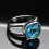 Stainless Steel Square Cubic Zirconia Ring Silver Lake Blue 4