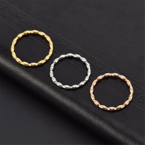 Women's Rose Gold Stainless Steel Teardrop Oval Stacking 1