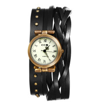 Women's Analog Quartz Watch with Leather Double Wrap Strap