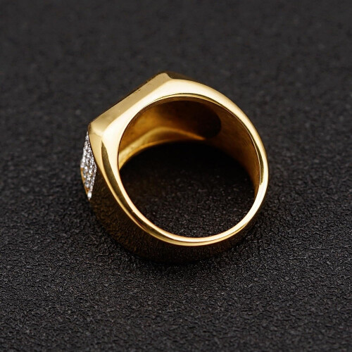Men's Smooth Rectangle Wedding Ring Hip Hop Punk Style 2