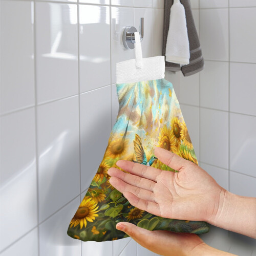 Hummingbird Sunflower Kitchen Towels 2-Pc Washable 1