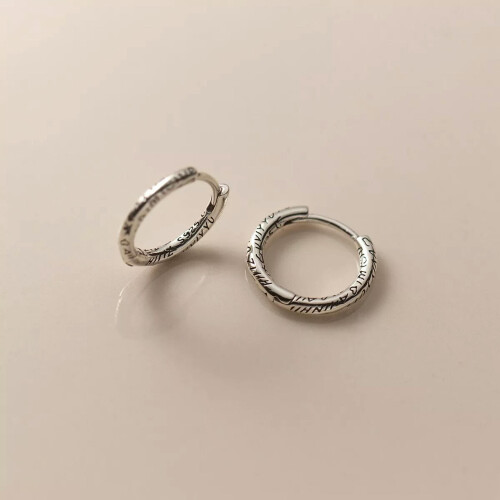Sterling Silver Hoop Sleeper Earrings 15 mm Pairs