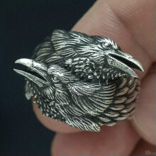 Odin Double Crows Ring Men's Vintage Alloy Band Size 12