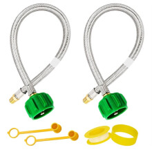 2-Pack RV-Propaanslangen, 15 Inch met 1/4 Mannelijke NPT & QCC1-Connectoren, Propaanslangen voor Reistrailers en Campers