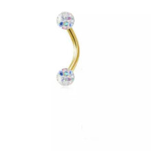 Stainless Steel Eyebrow Banana Ring Rhinestone Curved